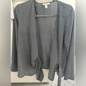 Nine West Size S Houndstooth Wrap Blouse